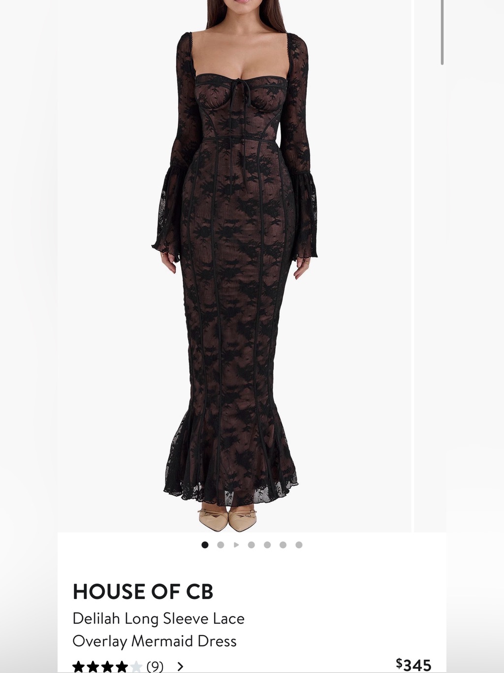 House Of Cb Black Delilah Long Sleeve Mermaid Dress
